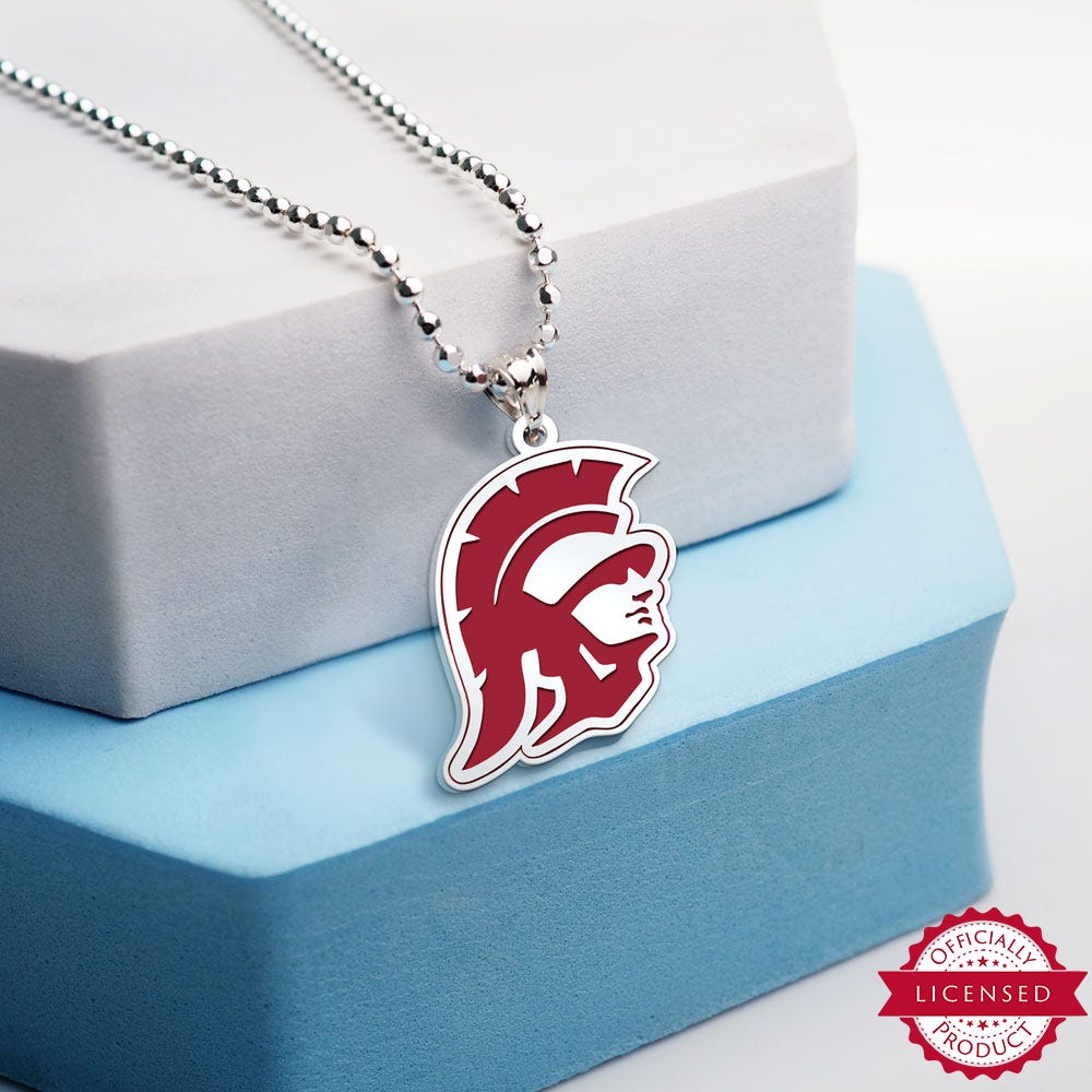 USC Color Enamel Trojan Head Necklace