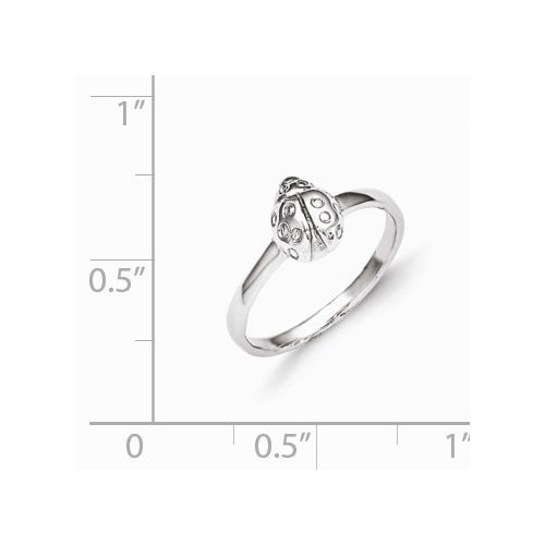 Sterling Silver Plated High Polished Lady Bug Children's Ring