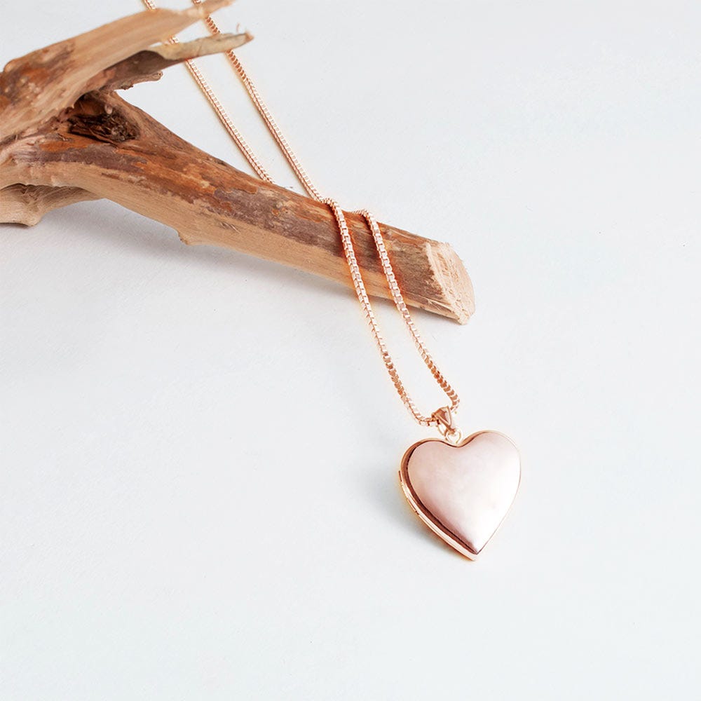 14k Rose Gold Classic Heart Photo Locket