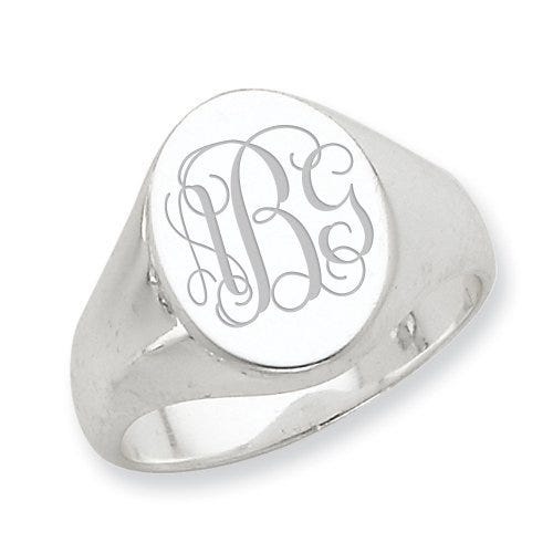 Sterling Silver Men's Oval Solid Back Signet Ring