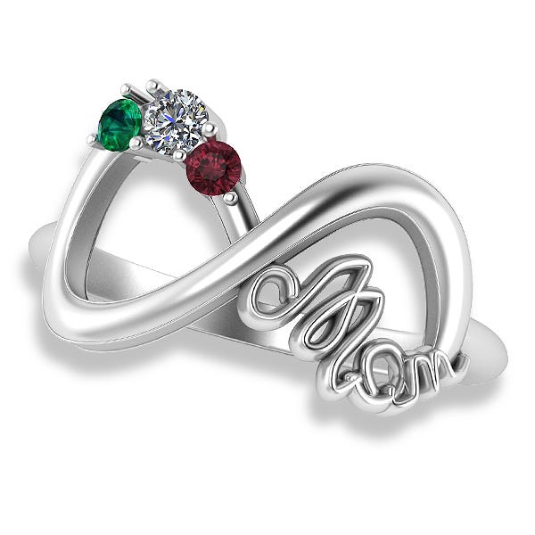 Personalized Infinity Birthstone Mother's Ring