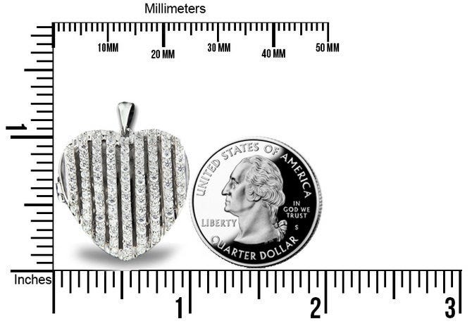 Sterling Silver Cubic Zirconia Heart Photo Locket