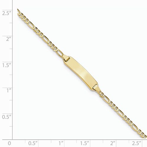 14k Yellow Gold Children's ID Figaro Bracelet