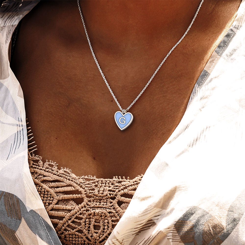 Dainty Color Initial Heart Pendant