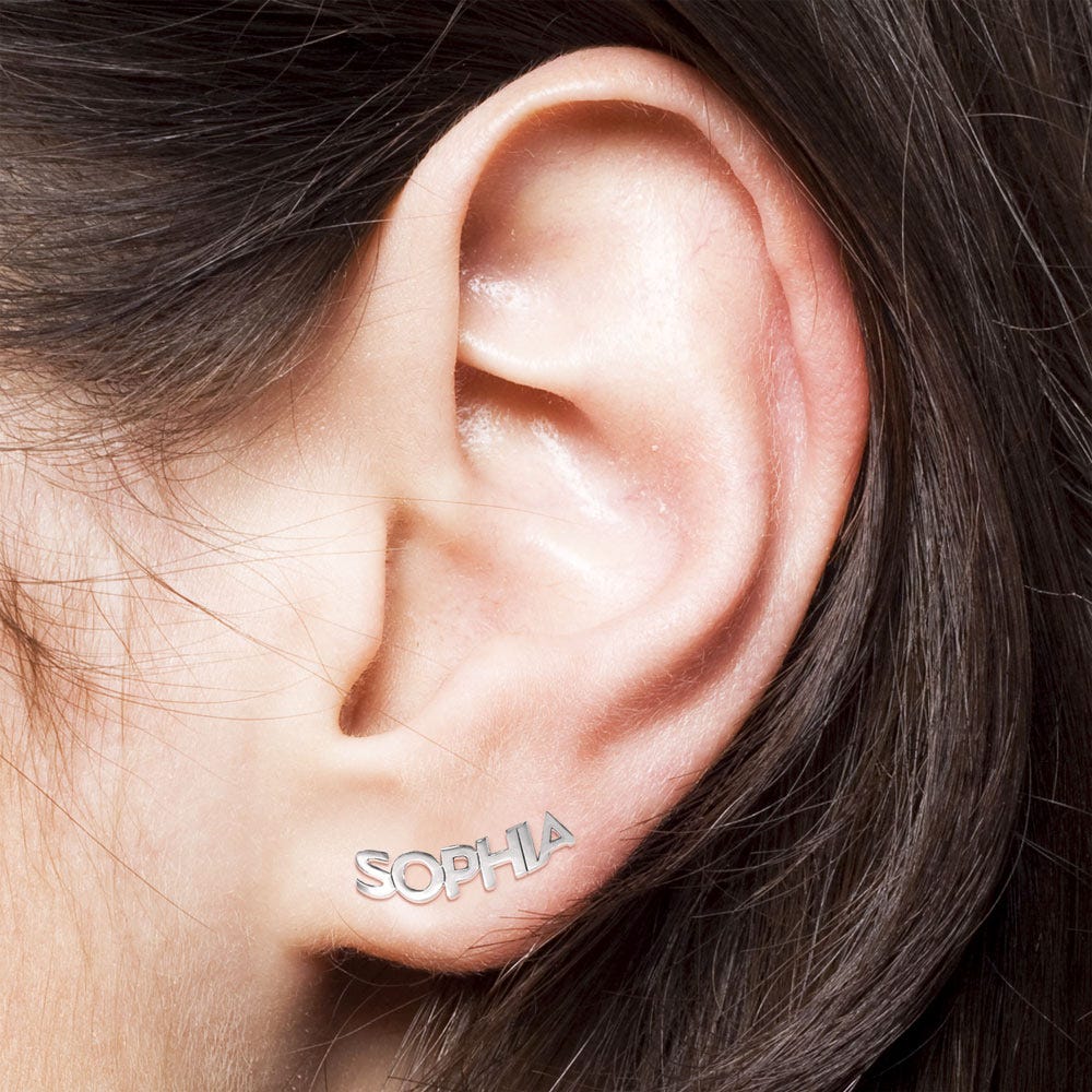Pair Of Block Name Earrings