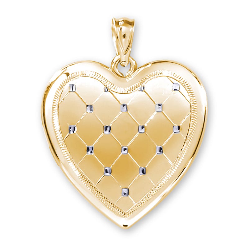 Sterling Silver Two Tone Decorative Heart Photo Locket