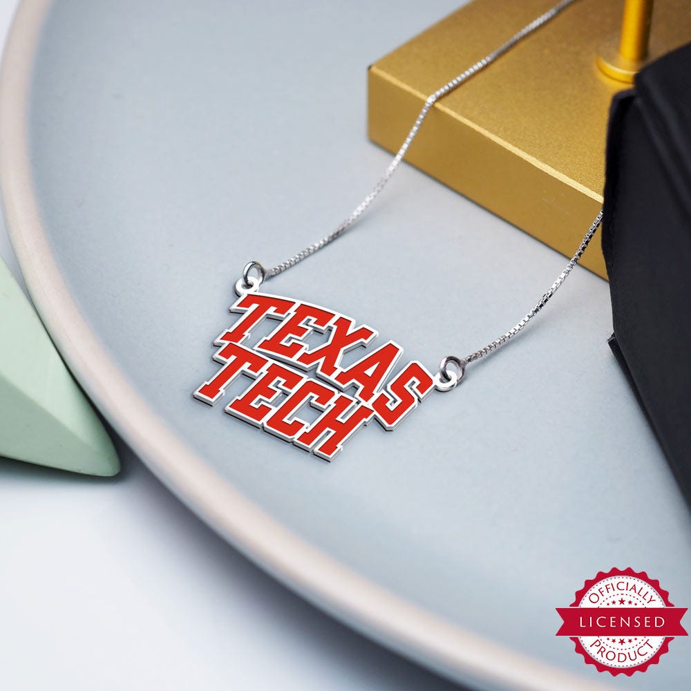 Texas Tech University Color Enamel Block Necklace