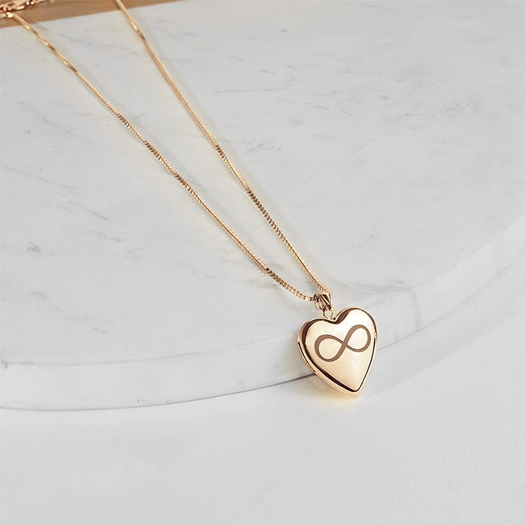 Yellow Gold Infinity Heart Photo Locket