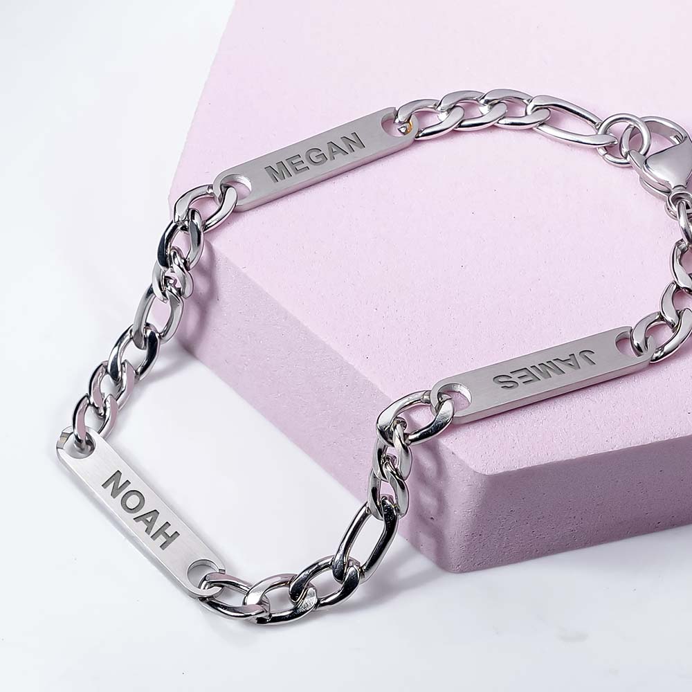 Men's Figaro Personalized Name ID Bracelet