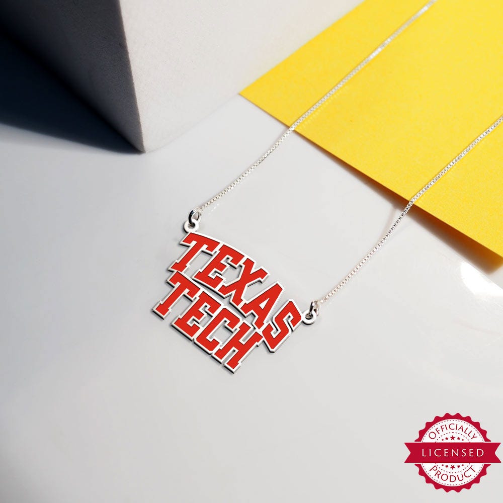 Texas Tech University Color Enamel Block Necklace