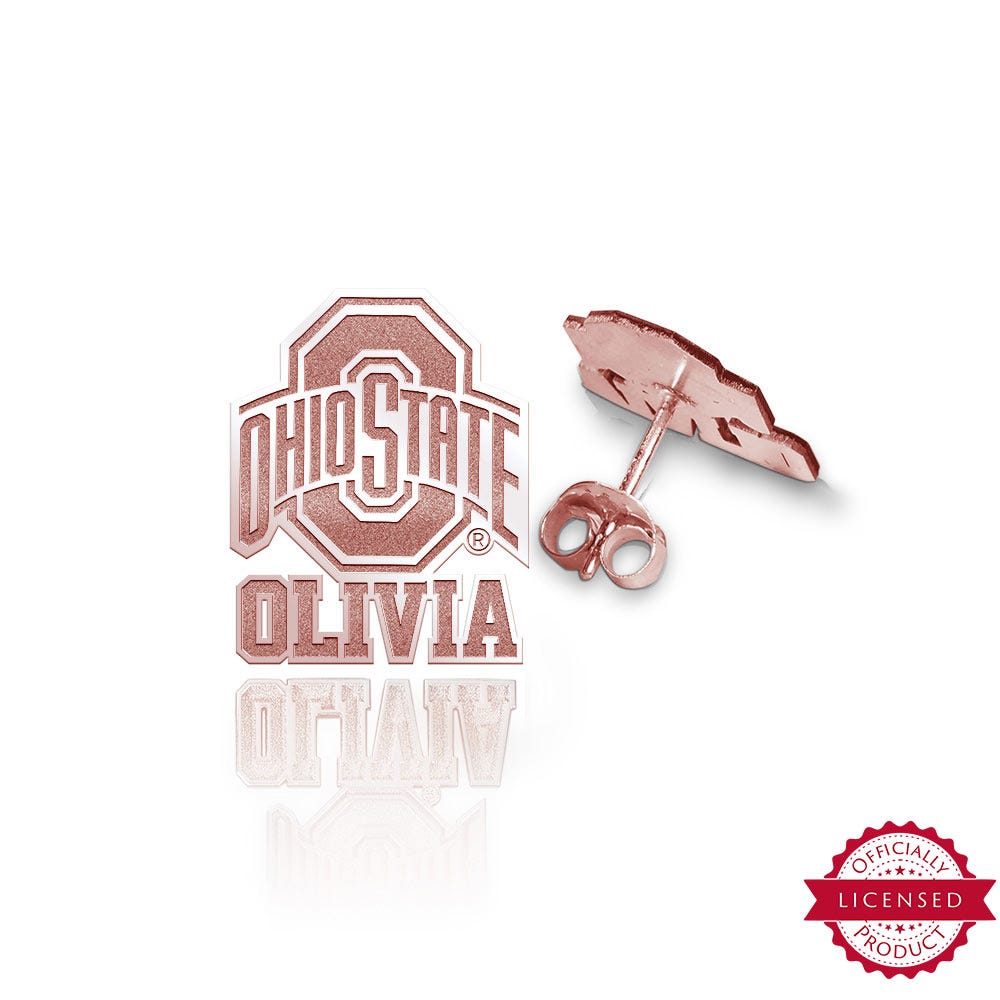 Personalized Pair Of Ohio State Logo with Name Earrings
