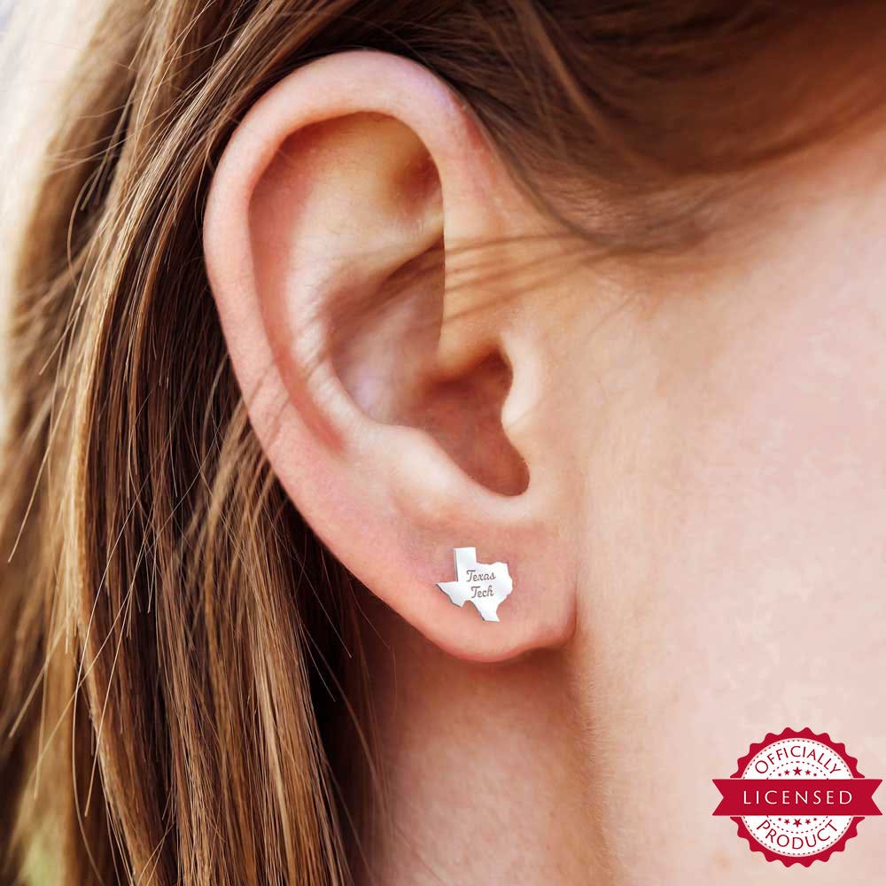 Pair Of Texas Tech Outline Script Earrings