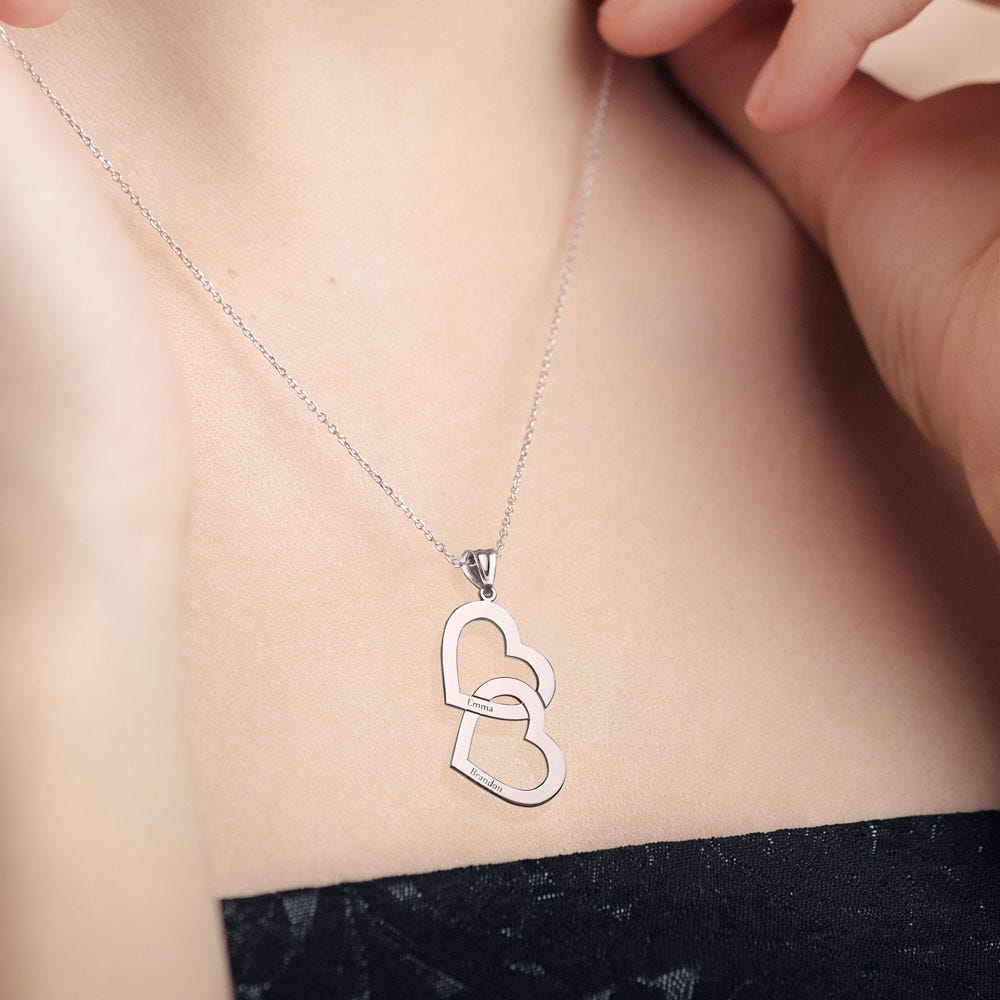 Interlocking Double Heart Name Necklace