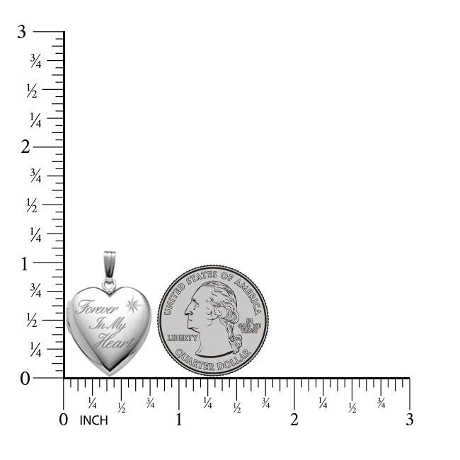 Sterling Silver " Forever In My Heart " Heart Photo Locket