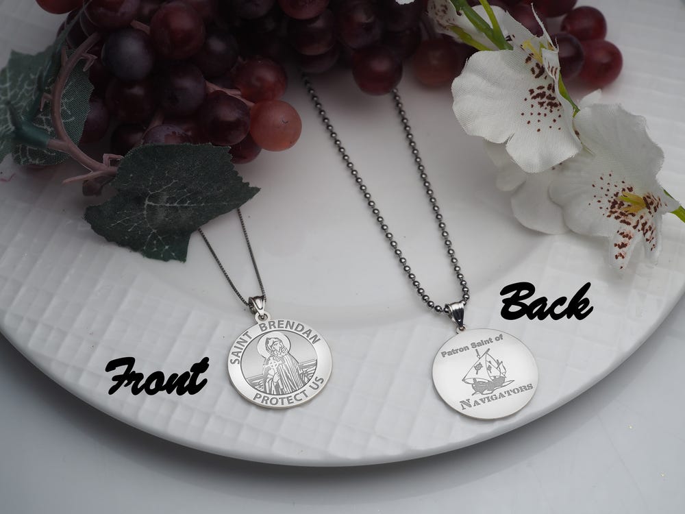Saint Brendan Double Sided Navigator Round Religious Medal - "EXCLUSIVE"