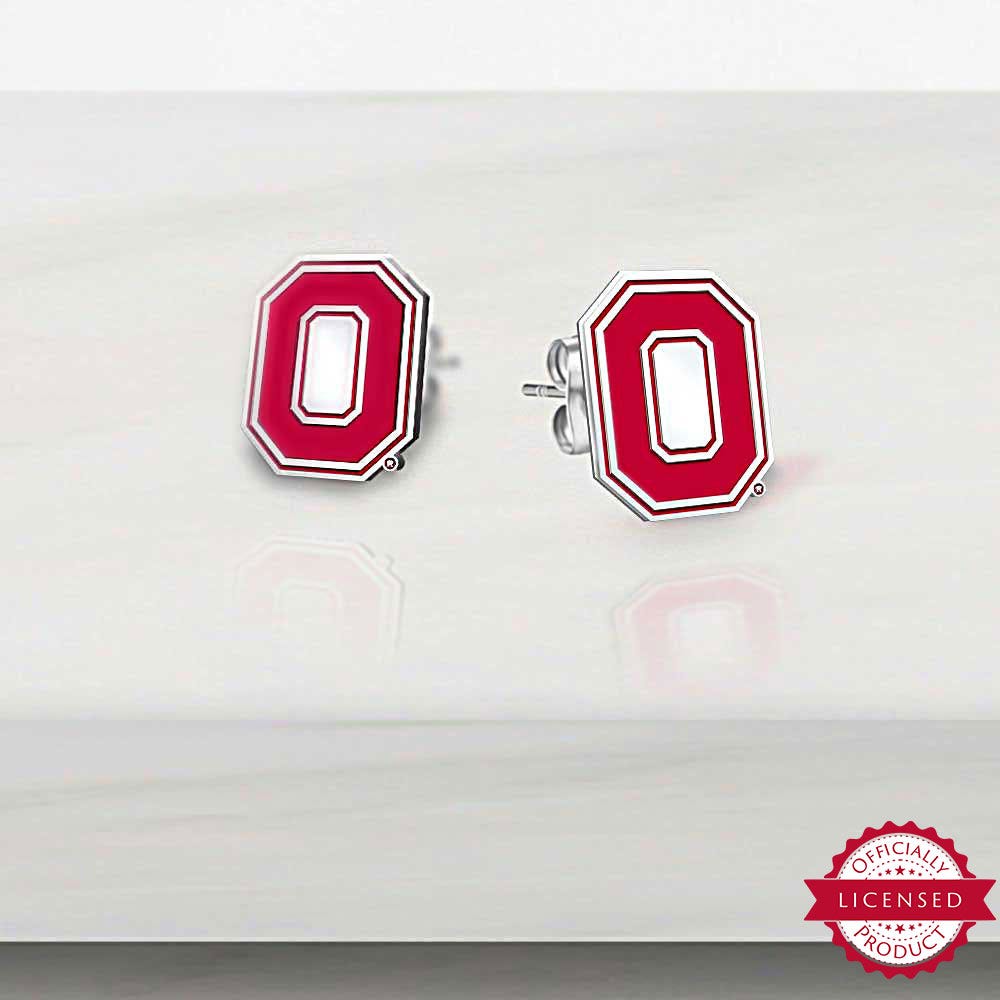 Pair Of Color Enamel Ohio State O Logo Earrings