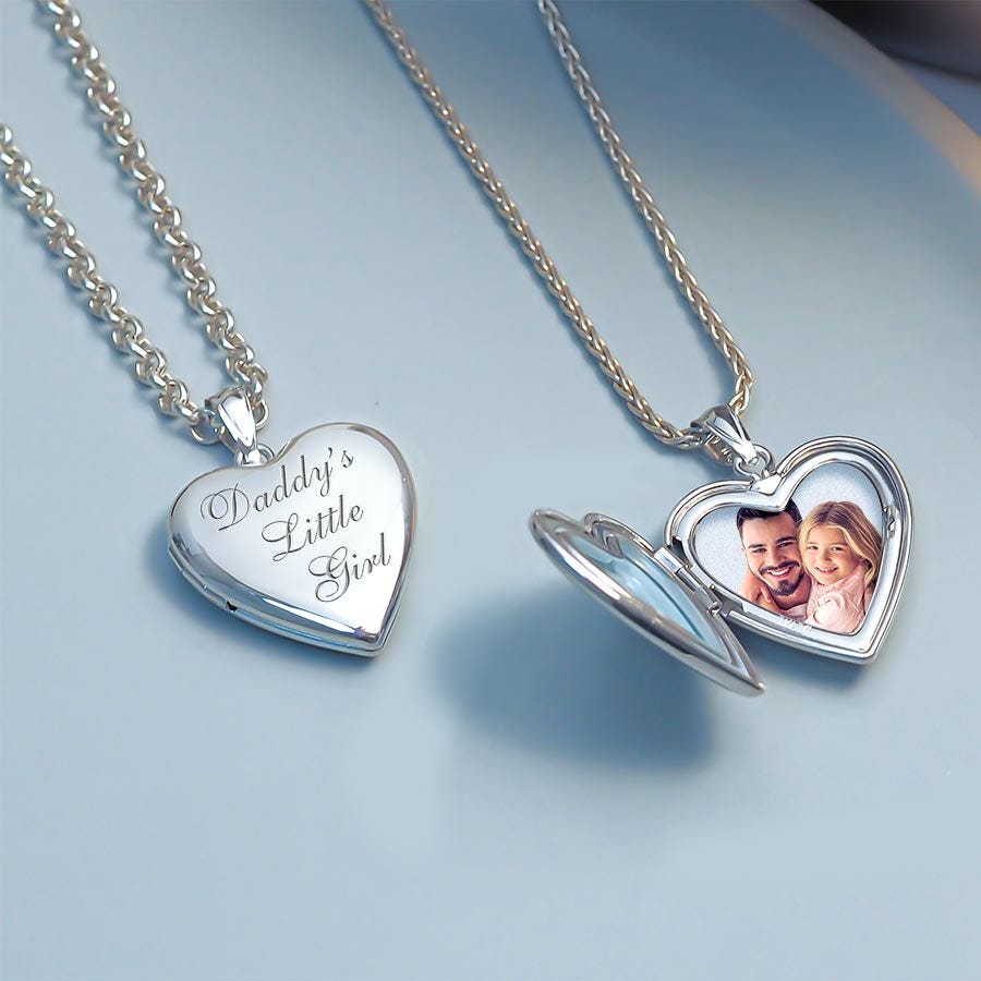 Sterling Silver Daddy's Little Girl Heart Photo Locket