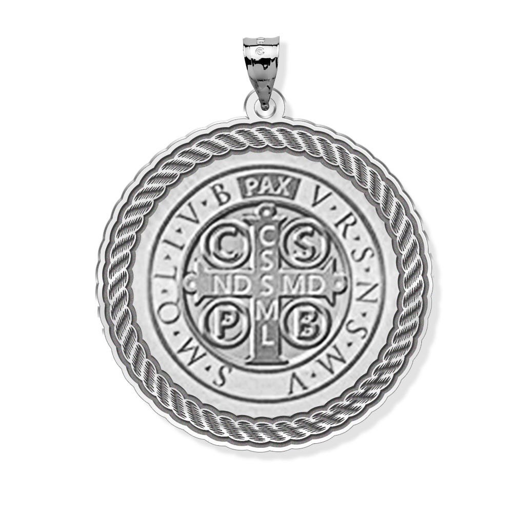 Saint Benedict Round Rope Border Religious Medal