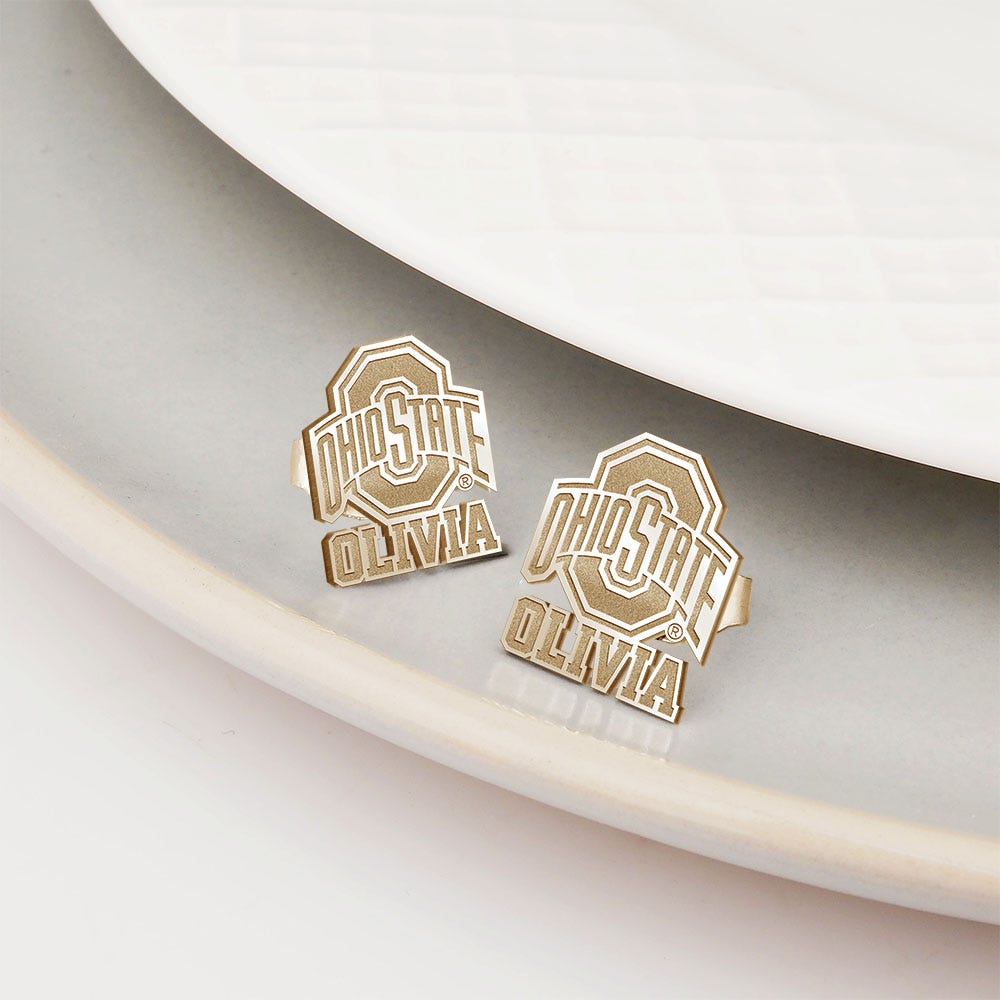 Personalized Pair Of Ohio State Logo with Name Earrings