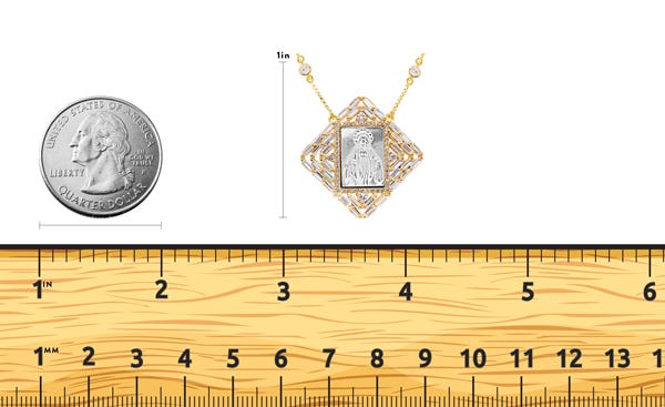 Mother of Pearl Miraculous Square Medal with CZ Ornate Border