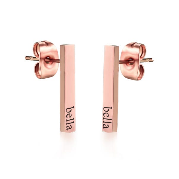 Petite Vertical Bar Name or Initial Earrings
