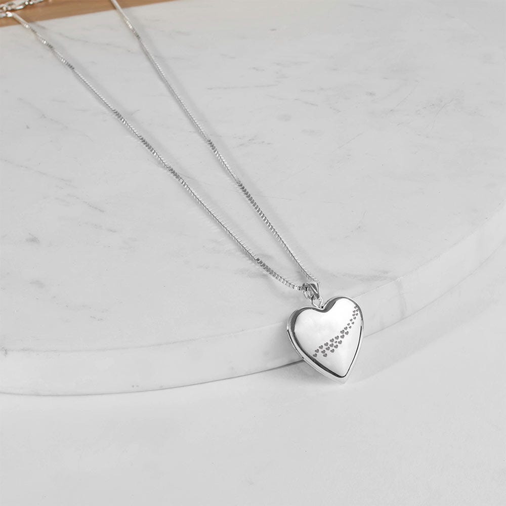 14k White Gold Cascade of Hearts Photo Locket