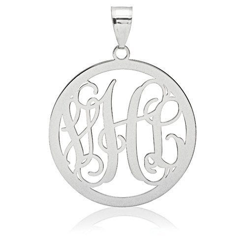 Round Vine Script 3 Letter Monogram Cut-Out Pendant