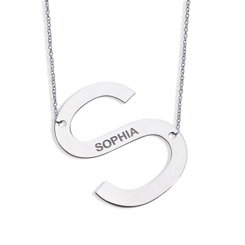 Big Initial Name Necklace with Chain Included