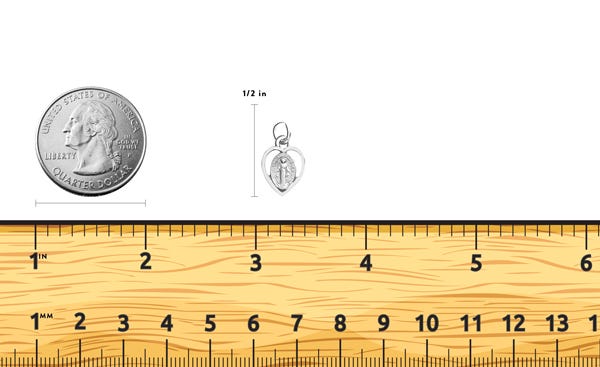 Pewter Petite Heart Cutout Miraculous Medal with 18" Chain