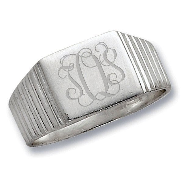 Sterling Silver Men's Square Signet Ring