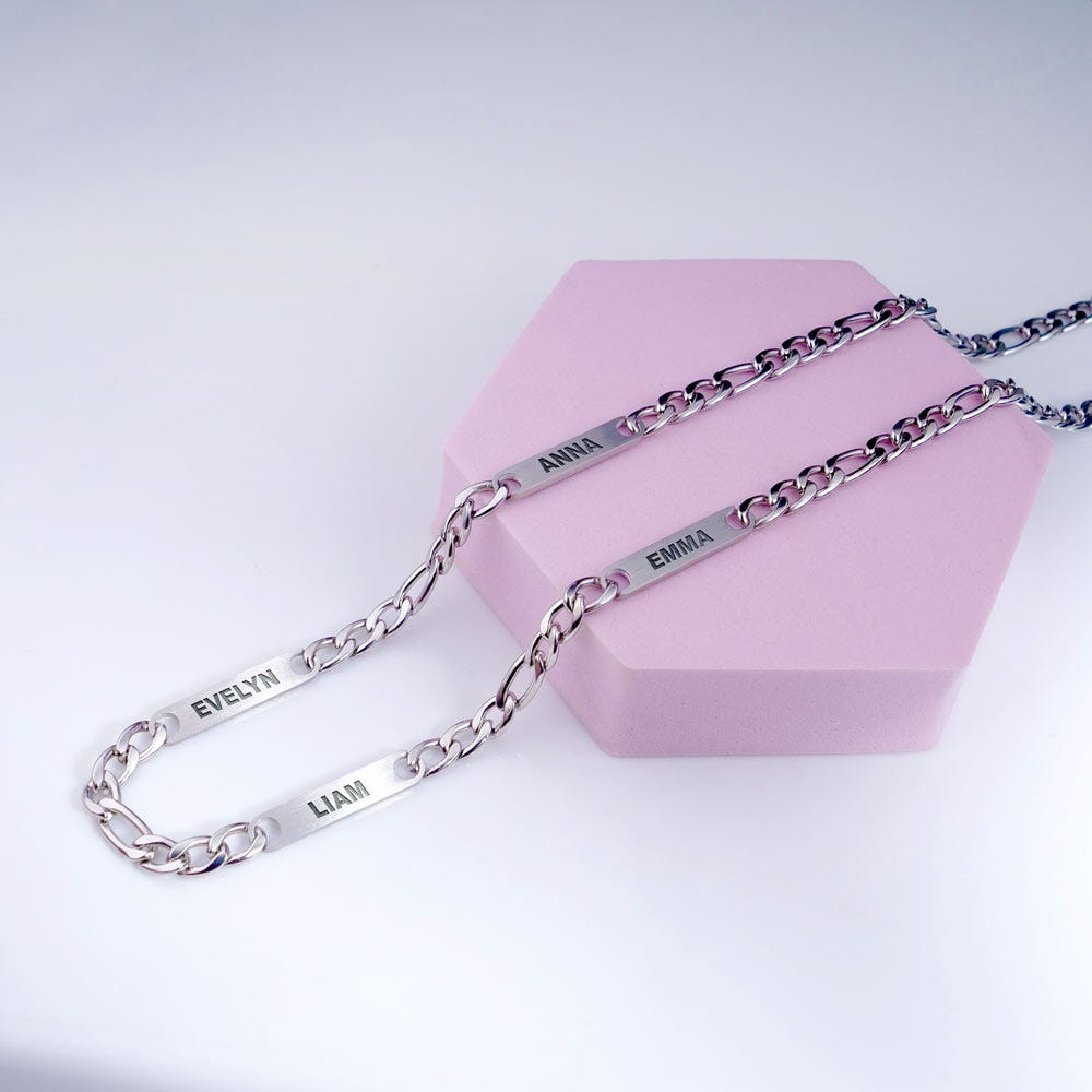 Men's Figaro Personalized Name ID Necklace