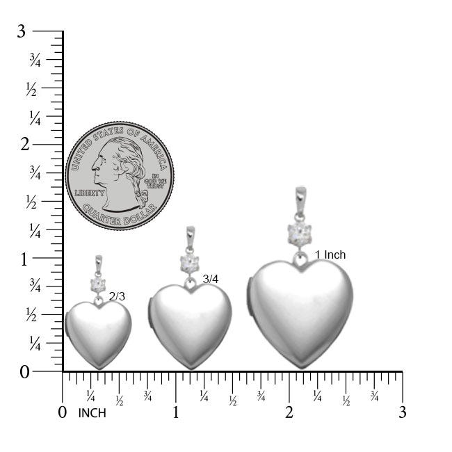Sterling Silver "Sweetheart" Cubic Zirconia Accent Heart Photo Locket