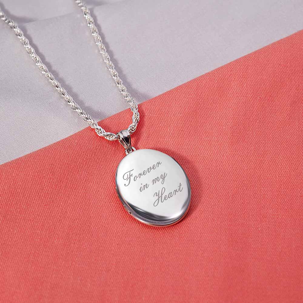 Sterling Silver Forever In My Heart Oval Photo Locket
