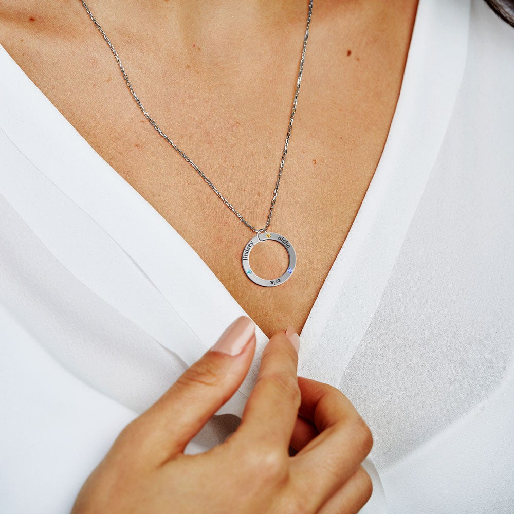 Personalized Three Birthstones Disc