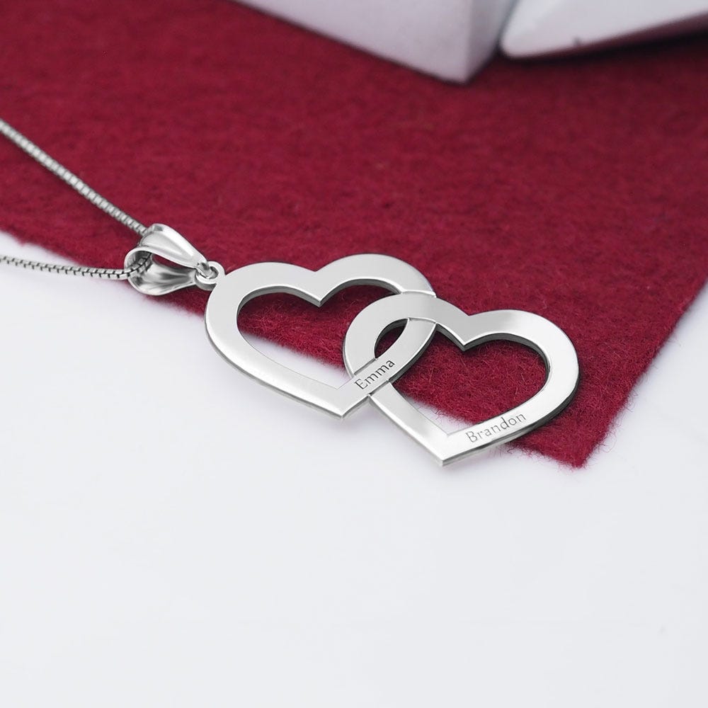 Interlocking Double Heart Name Necklace