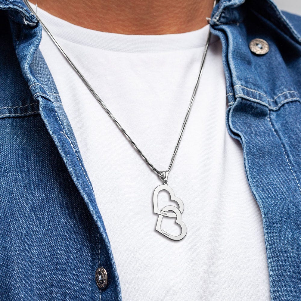 Interlocking Double Heart Name Necklace