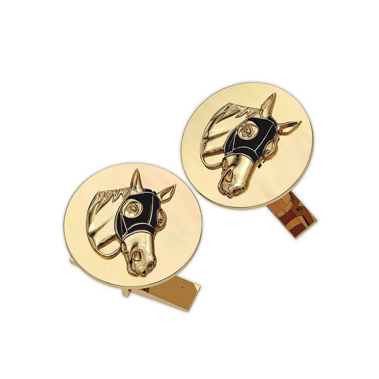 Round Blinder Horse Cuff Links