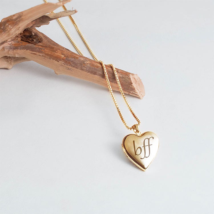 14k Gold Filled BFF Heart Photo Locket
