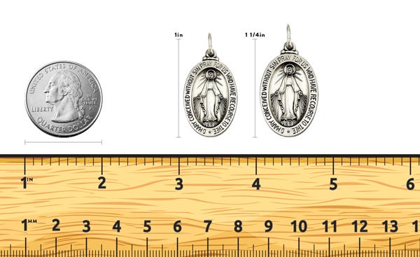 Sterling Silver Antiqued Miraculous Medal Pendant