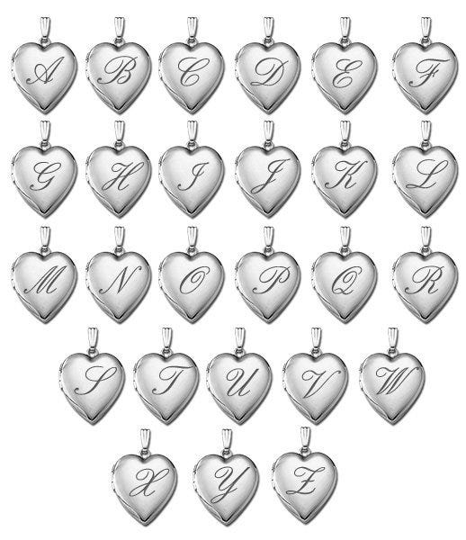 14K White Gold Initial Heart Photo Locket