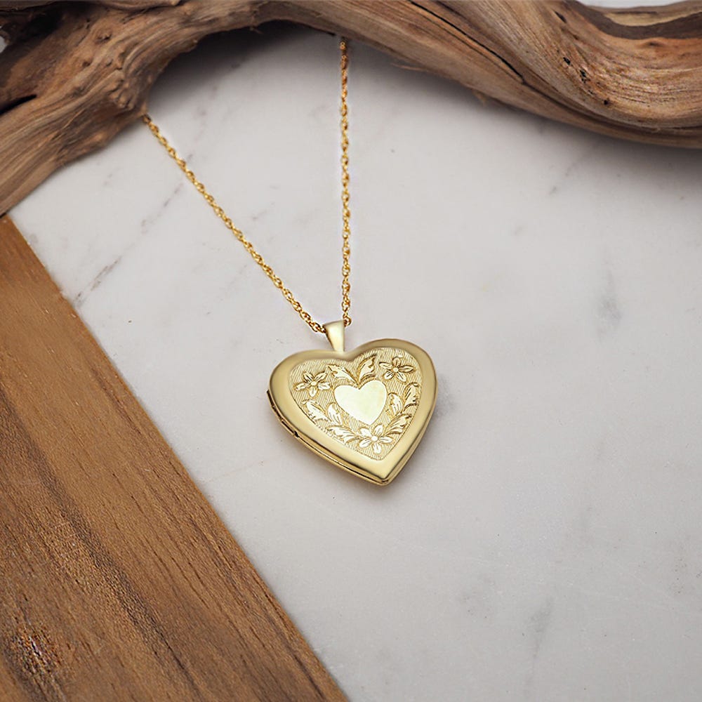 14k Gold Filled Love Heart Photo Locket - 3/4 inch x 3/4 inch