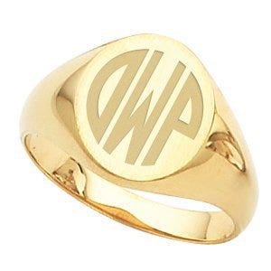 14K Gold Men's Round Signet Ring