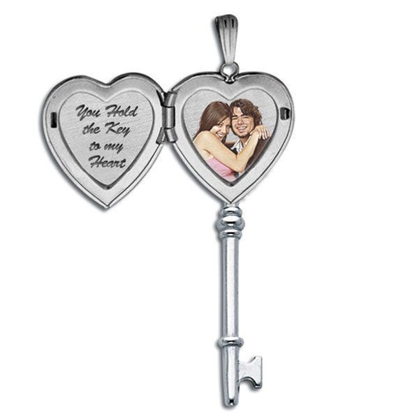 Sterling Silver Key To My Heart Photo Locket