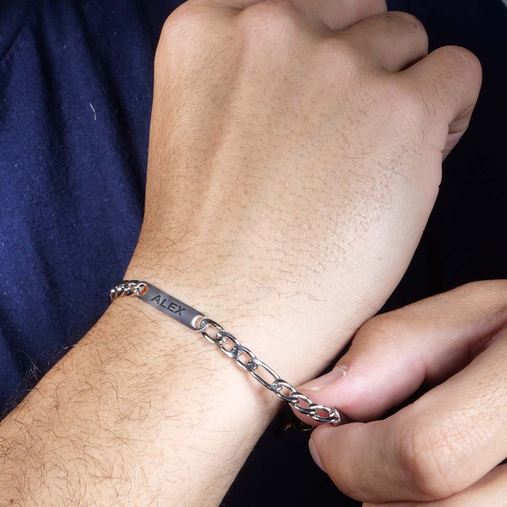 Men's Figaro Personalized Name ID Bracelet