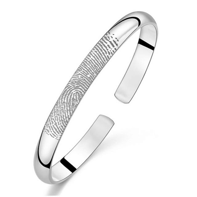 Custom Fingerprint 5mm Bangle Cuff Bracelet