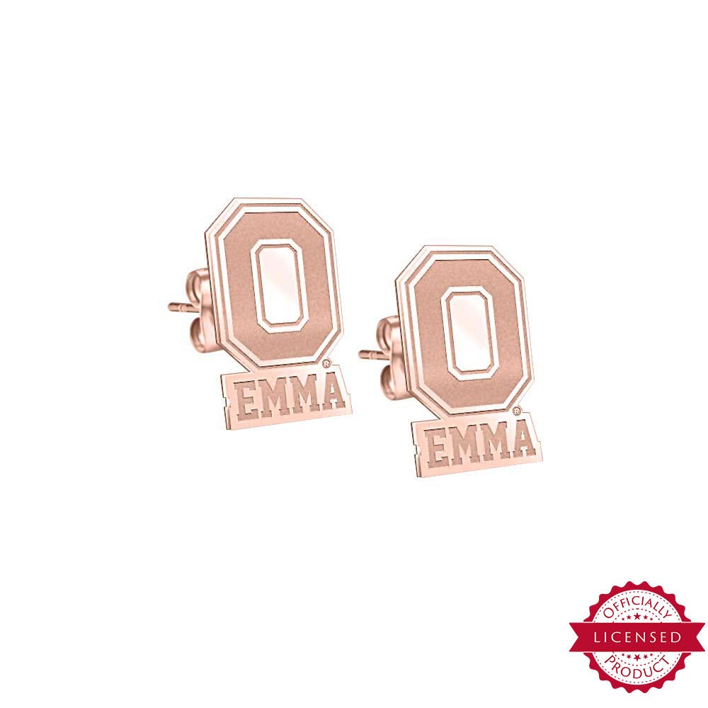 Personalized Pair of Ohio State O Logo with Name Earrings