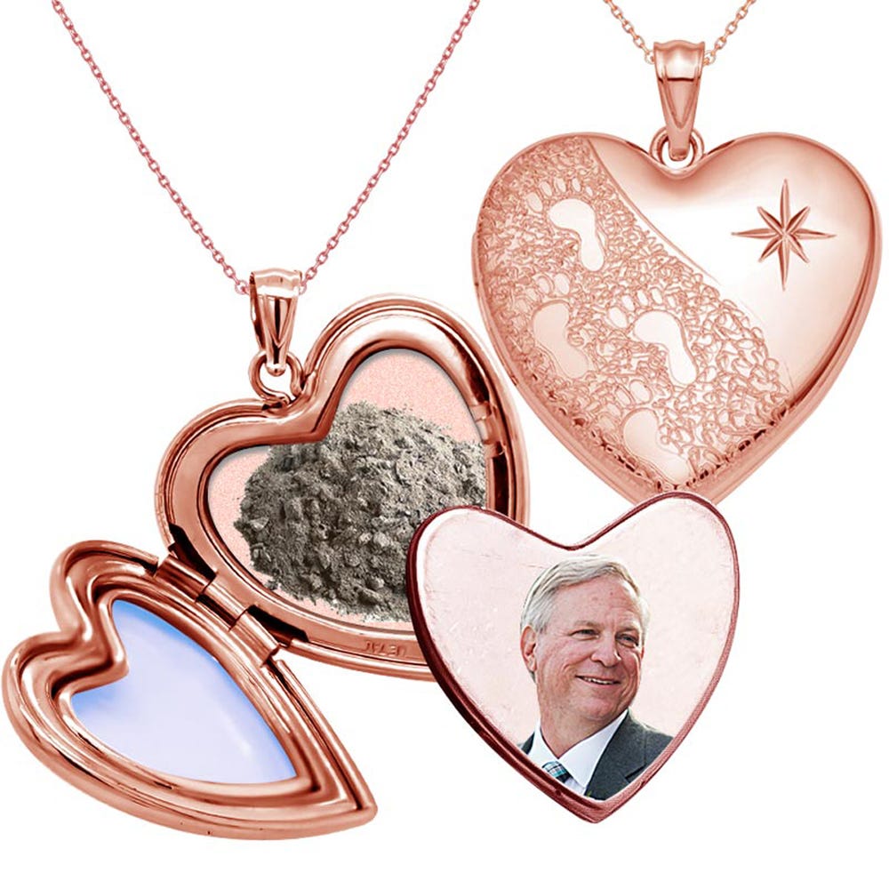 Sterling Silver Foot Print Cremation & Hair Photo Locket