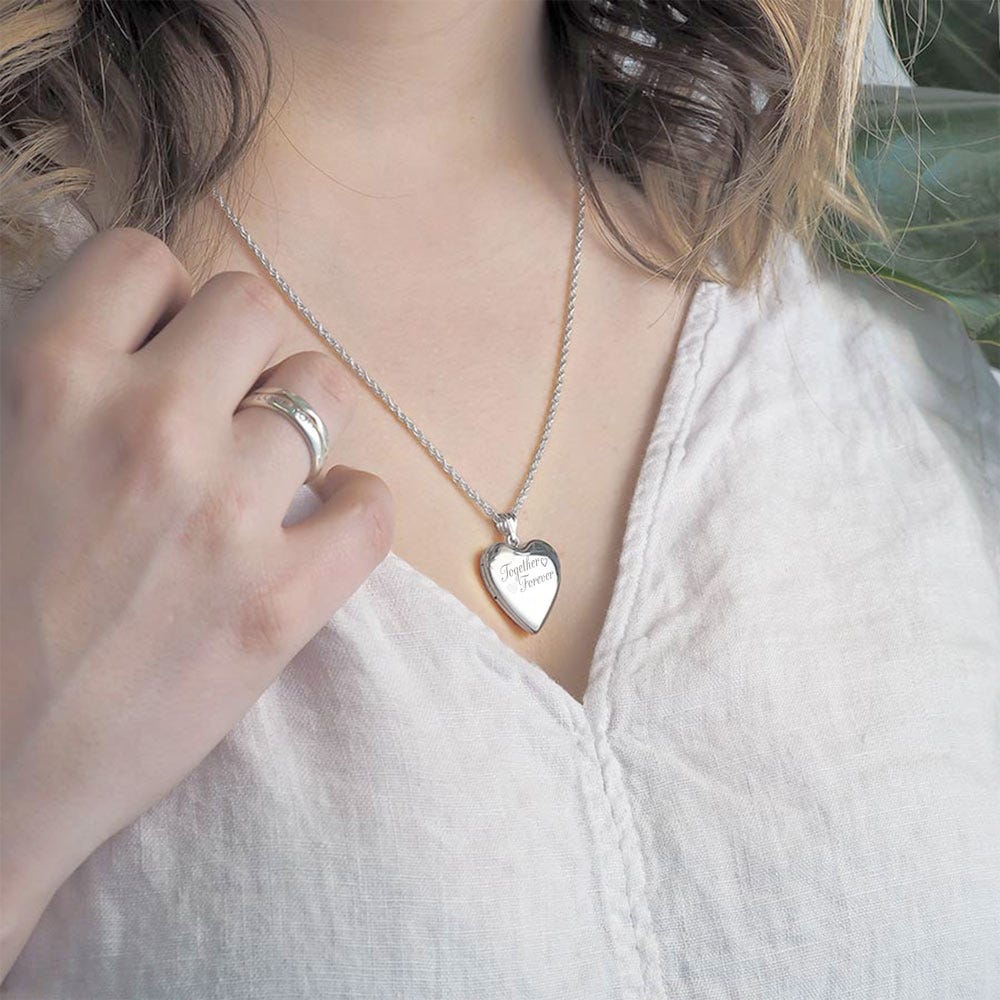 "Together Forever" Heart Photo Locket