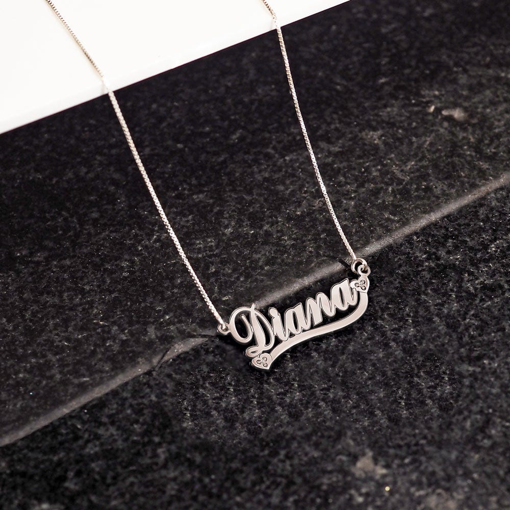 Diamond Heart Name Necklace