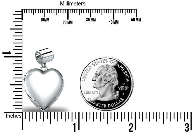Sterling Silver Bead Bracelet Charm Heart Photo Locket